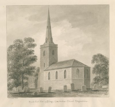 Thorpe Constantine Church: sepia vask tegning af John Buckler