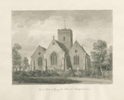 Trysull Kirke: sepia vasketegning, 1846 af John Buckler