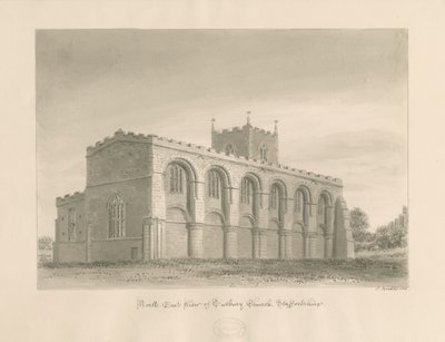 Tutbury Priory Church: sepia wash drawing, 1812dani af John Buckler