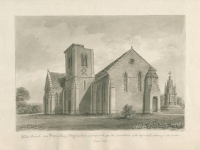 Walton-on-the-Hill Church: sepia wash drawing, 1844dani af John Buckler