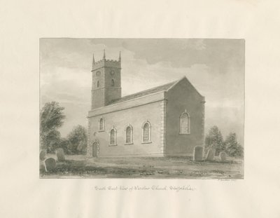 Warslow Kirke: sepia tegning af John Buckler