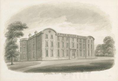 Weston-under-Lizard - Hall: sepia vask tegning af John Buckler
