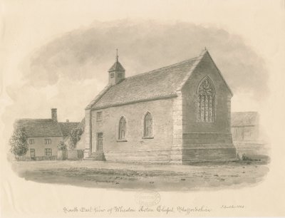 Wheaton Aston Chapel: sepia vask tegning af John Buckler