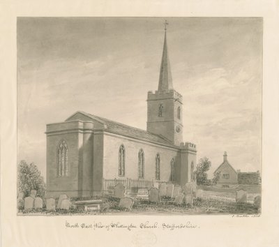 Whittington Church: sepia vask tegning af John Buckler