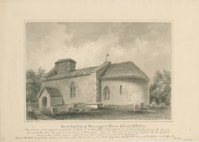 Wiltshire - Manningford Bruce Church: sepia-tegning, 1806 af John Buckler