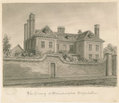 Wolverhampton - The Deanery House: sepia tegning af John Buckler