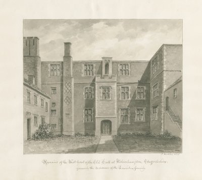 Wolverhampton - The Old Hall: sepia tegning af John Buckler