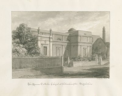 Wolverhampton - Det romersk-katolske kapel: sepia-tegning af John Buckler