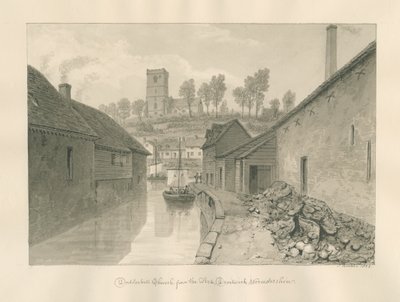 Worcestershire - Droitwich - Dodderhill Church Fjernsyn: sepia-tegning, 1833 af John Buckler