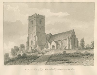 Worcestershire - Droitwich - Dodderhill Church: sepia tegning af John Buckler