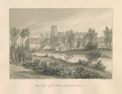 Worcestershire - Droitwich - East View of Town: sepia-tegning, 1833 af John Buckler