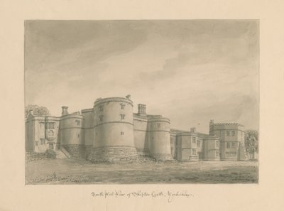 Yorkshire - Skipton Castle: sepia-tegning, 1818 af John Buckler