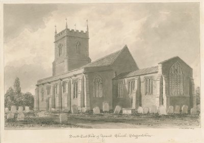 Yoxall Kirke: sepia tegning af John Buckler