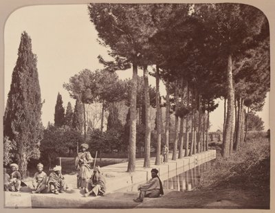Afghanske stammefolk hviler i Baburs haver, Jalalabad, 1878 af John Burke