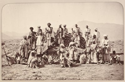 ?Afridi Picket nær Jumrood, Khyber og Rotass i afstand?, 1879 ca. af John Burke