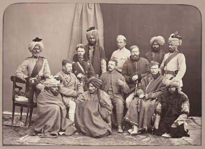 Britiske og indfødte officerer, 5. regiment af infanteri, Punjab Frontier Force af John Burke