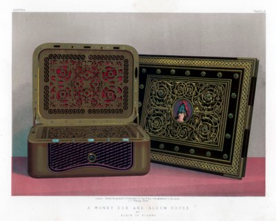 En pengekasse og albumomslag, 1800-tallet. af John Burley Waring
