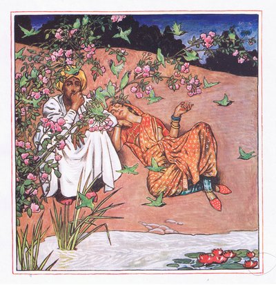 Love lightly, illustration fra The Garden of Kama (og andre tekster fra Indien), 1920 af John Byam Liston Shaw