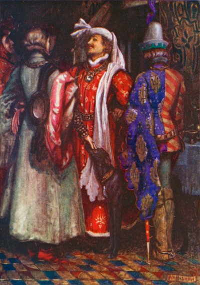 "Bed Gud om, at vi må skynde os og komme for sent!" Richard II - Første akt, scene 4 (farvelitografi) af John Byam Liston Shaw