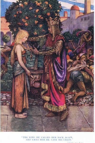Kongen han kaldte hende tilbage igen, og til hende gav han sin lænke, 1928 af John Byam Liston Shaw