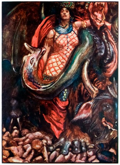 "Alligevel blev det styret af en kvinde" fra "Pilgrimens fremskridt fra denne verden, til det som skal komme" af John Bunyan af John Byam Liston Shaw