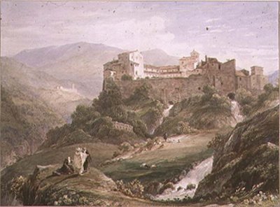 Italiensk Landskab, med Kloster af John Byrne