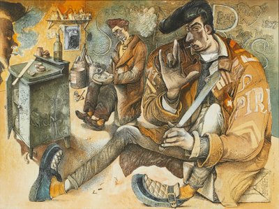 The Slab Boys (pen og blæk og akvarel) af John Byrne