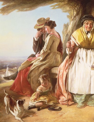 Ungdom og alder, detaljer om de elskende (detalje af 59345) af John Callcott Horsley