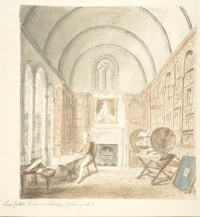 Lea Castle, Udsigt i Biblioteket, Looking East, ca. 1816. af John Carter.