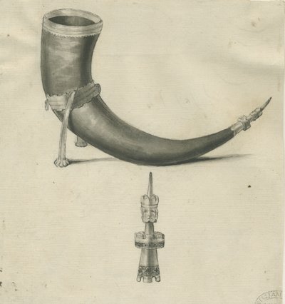Lichfield - Drikkehorn: pen og sepia tegning, nd [1748-1817] (tegning) af John Carter