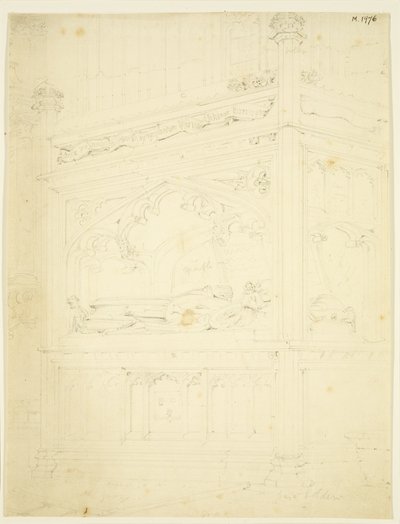 Monument til William Canynges i St Mary Redcliffe (blyant og akvarel på papir) af John Carter