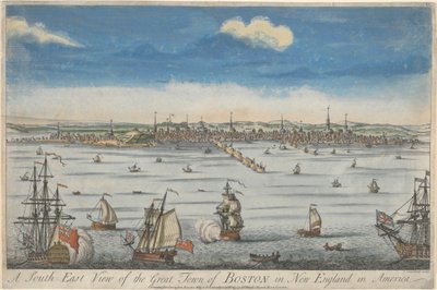 En sydøstlig udsigt over den store by Boston i New England af John Carwitham