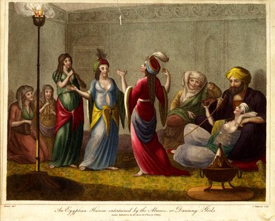 Egyptisk harem underholdt af almeerne eller dansepigerne af John Chapman