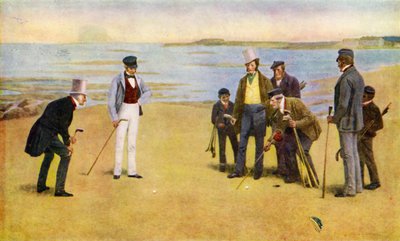 The Stymie, en foursome spiller golf i North Berwick af John Charles (after) Dollman