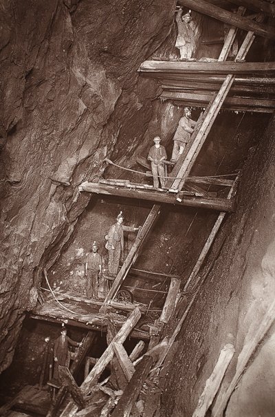 The Man Engine at Dolcoath Mine, illustration fra 