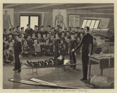 Ambulanceøvelse om bord på HM Training-Ship Exmouth af John Charles Dollman