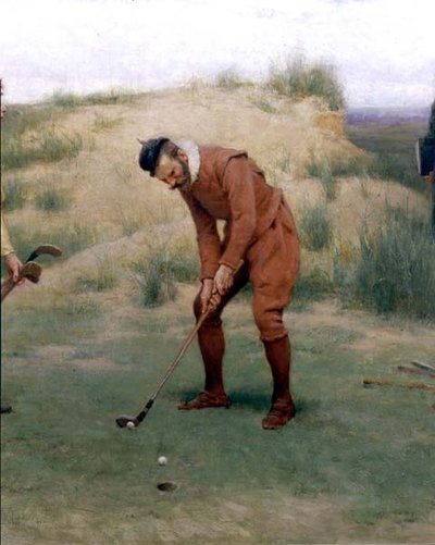 Under prædikenernes tid, detalje af golfspilleren, 1896 af John Charles Dollman