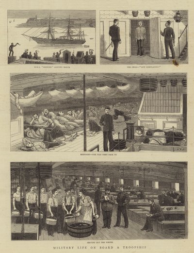 Militært liv om bord på et troppeskib af John Charles Dollman