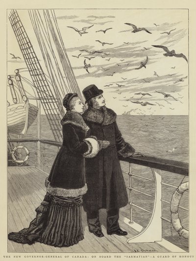 Canadas nye generalguvernør om bord på Sarmatian, en æresvagt af John Charles Dollman