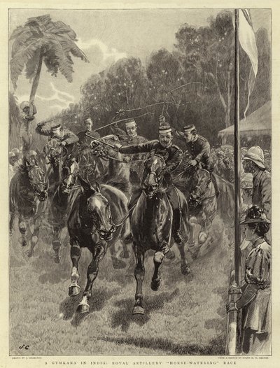En Gymkana i Indien, Royal Artillery Horse-Watering Race af John Charlton
