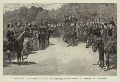 Et møde i Four-in-Hand Club i Hyde Park, trænerne forlader magasinet til Hurlingham af John Charlton