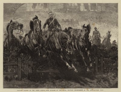 Kavaleriopvisning af de tredje (kongens egne) husarer ved Royal Military Tournament i Landbrugshallen af John Charlton