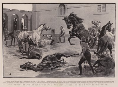 The Heroes of the Omdurman Charge, de 21. Lancers på vej mod fronten af John Charlton