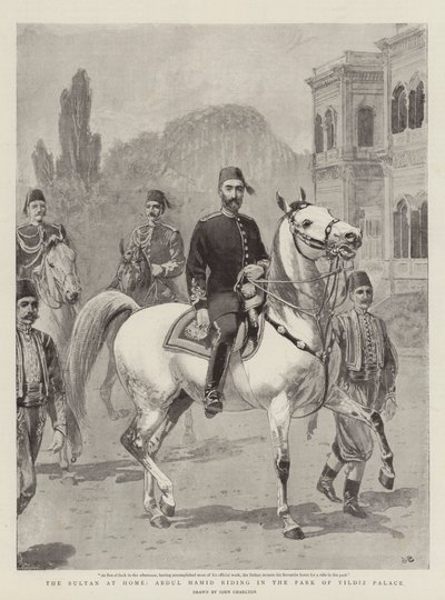 Sultanen derhjemme, Abdul Hamid rider i Yildiz-paladsparken af John Charlton