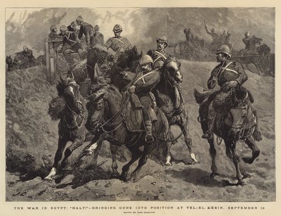 Krigen i Egypten, stop!, bringer våben i stilling ved Tel-el-Kebir, 13. september af John Charlton