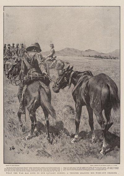 Hvad krigen har gjort ved vores kavaleriheste, en soldat, der leder sin slidte oplader af John Charlton
