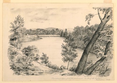Tegning, Udsigt over Conneticut-floden, nær Brattleboro, Vermont, 1854 af John Cheney