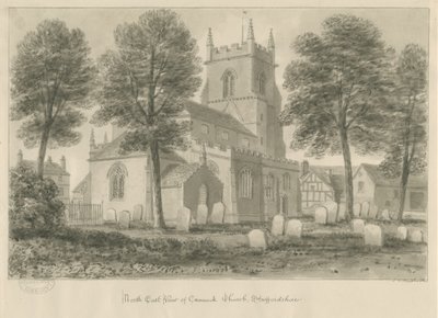 Cannock Kirke: sepia tegning af John Chessell Buckler