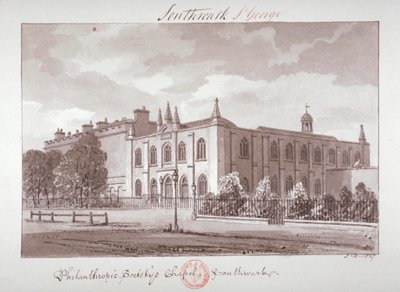 Kapel tilhørende Philanthropic Society Institution, London Road, Southwark, London, 1827 af John Chessell Buckler