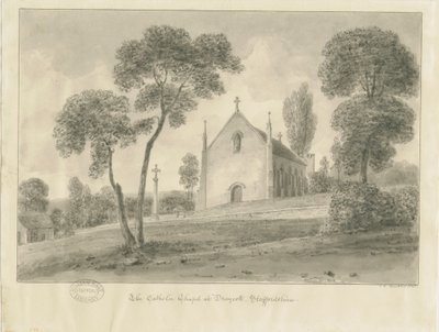 Cresswell - Draycott-in-the-Moors Catholic Chapel: sepia drawing, 1841dani af John Chessell Buckler